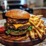 Beef Chapli Burger with Fries