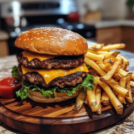 Beef Chapli Burger with Fries