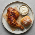 Lush Broast Full Leg Qtr Injected in house spices comes with garlic sauce and Dinner Bun